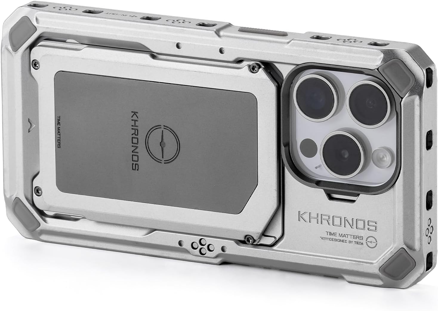 Tilta Khronos Phone Case Compatible with iPhone 15 Pro | Aluminum Build | Use with Accessories for Advanced Mobile Filmmaking (Space Gray)