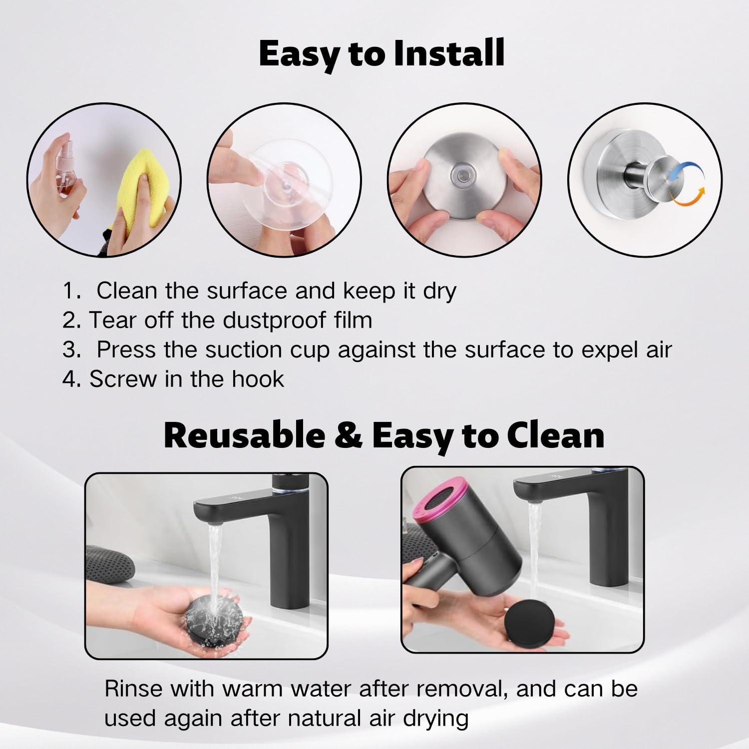 2 Pcs Stainless Steel Suction Cup Hooks - Shower Bathroom Towel Hooks For Glass