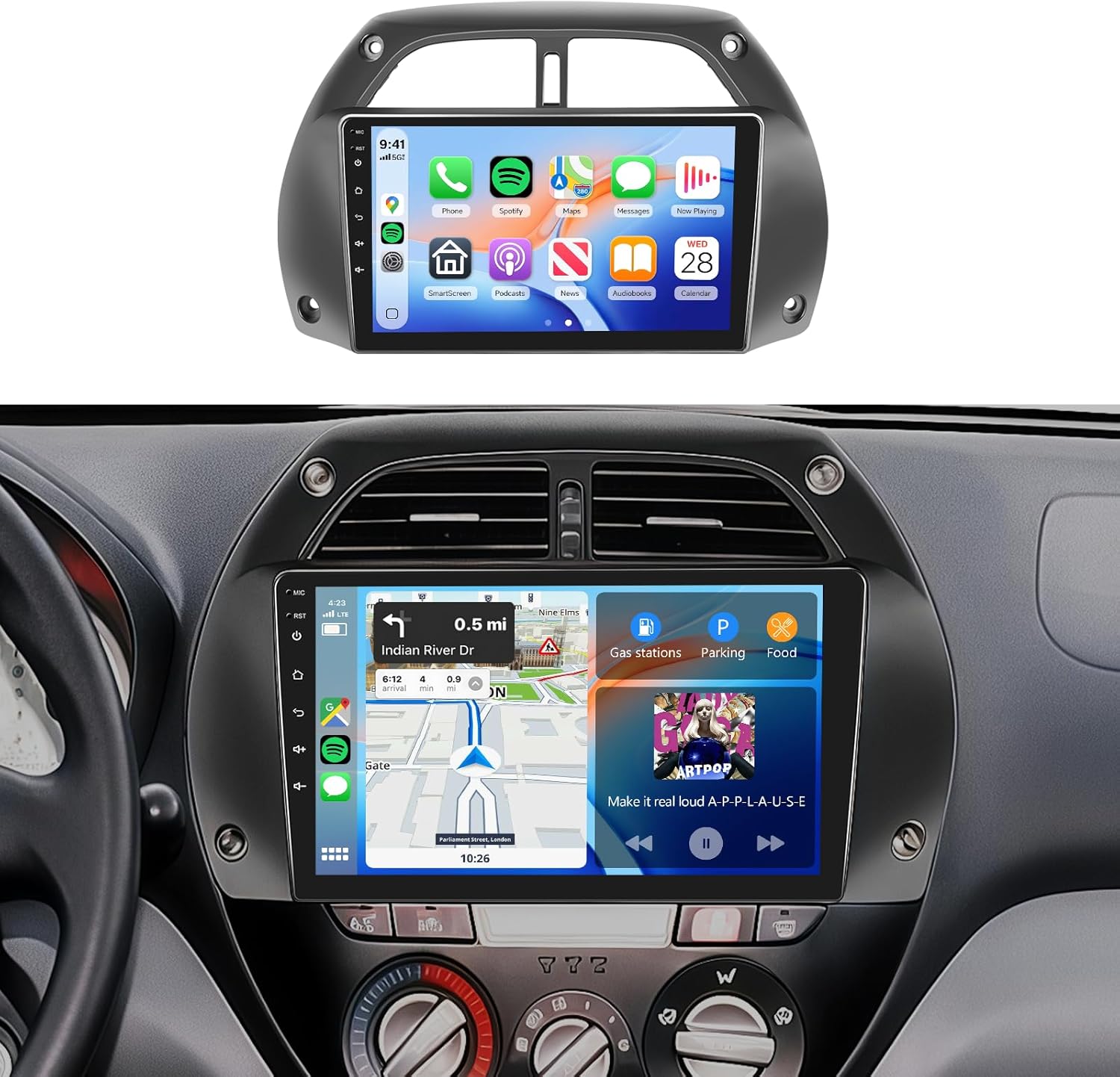 4G+64G Car Radio Stereo for Toyota RAV4 2001-2006, 9inch IPS Touch Screen/Android 15/Wireless CarPlay/Android Auto/32 EQ/GPS Navigation/WiFi/5.0Bluetooth/SWC/FM/RDS/AHD Backup Camera