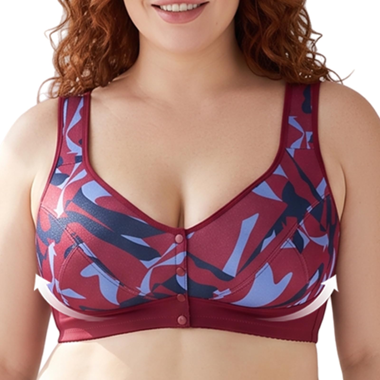 Reggiseno Donna Senza Ferretto Confezione da 4, Apertura Frontale, Comodo Reggiseno Push Up Contenitivo Posturale, Brassiere Top Intimo per Taglie Forti Curvy E Uso Quotidiano
