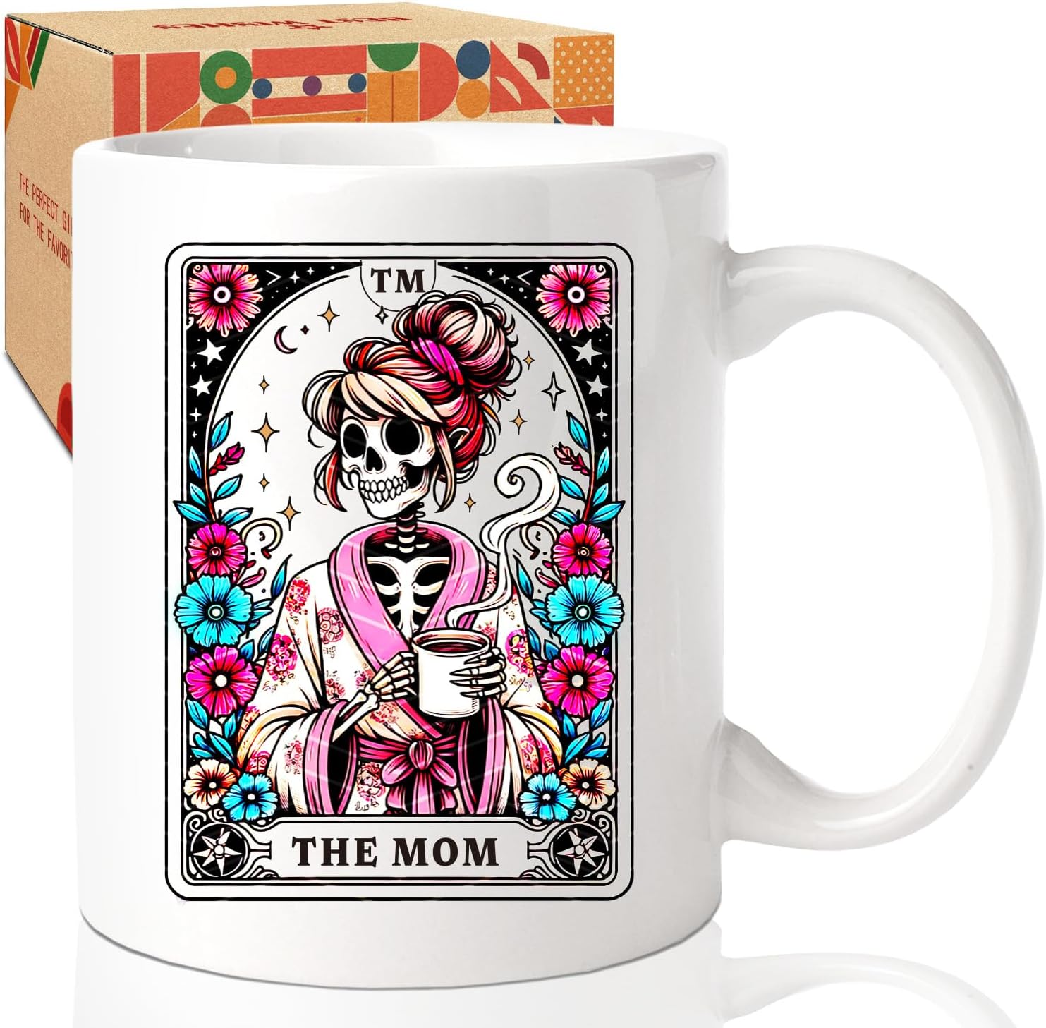 Funny Skeleton Mom Ceramic Mug - 11 oz Gothic Coffee Cup for Witchy Mothers Day, Spooky Gift for Tarot Lovers, Sister & Best Friend (Halloween/Birthday) -3