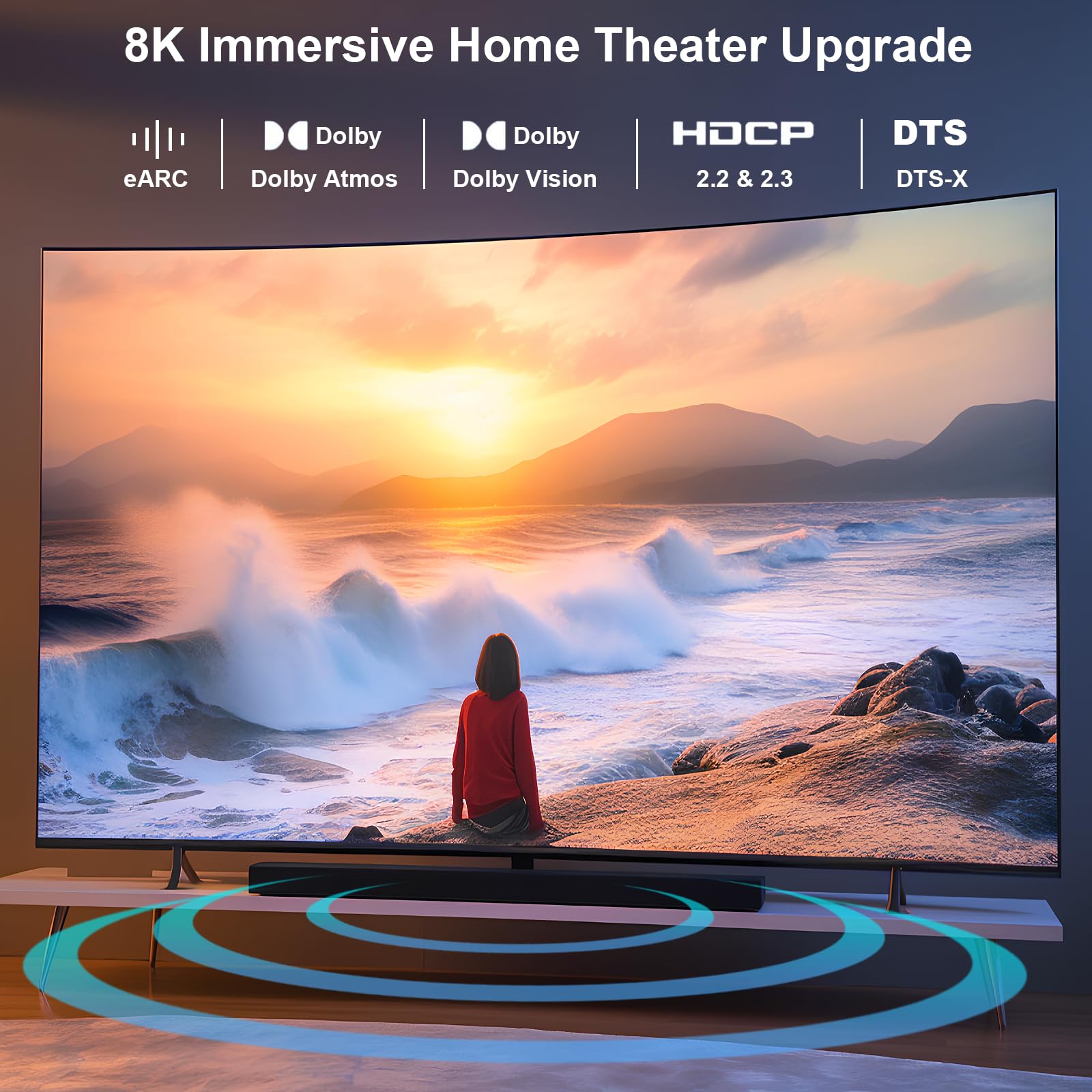 BENFEI cavo in fibra ottica 8K HDMI 2.1 da 30 metri - 8K@60Hz,48Gbps ad alta velocità,classificato CL3 per installazione a parete,con eARC/HDR dinamico/HDCP 2.3 - per PS5, Xbox, GPU PC, TV