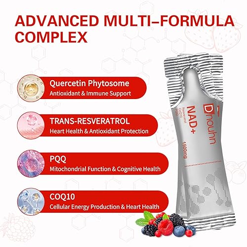 Miniatura 3 de Suplemento líquido NAD de 1500 mg, ribósido de nicotinamida y resveratrol con PQQ, suplemento NAD para mujeres y hombres, aumenta la energía