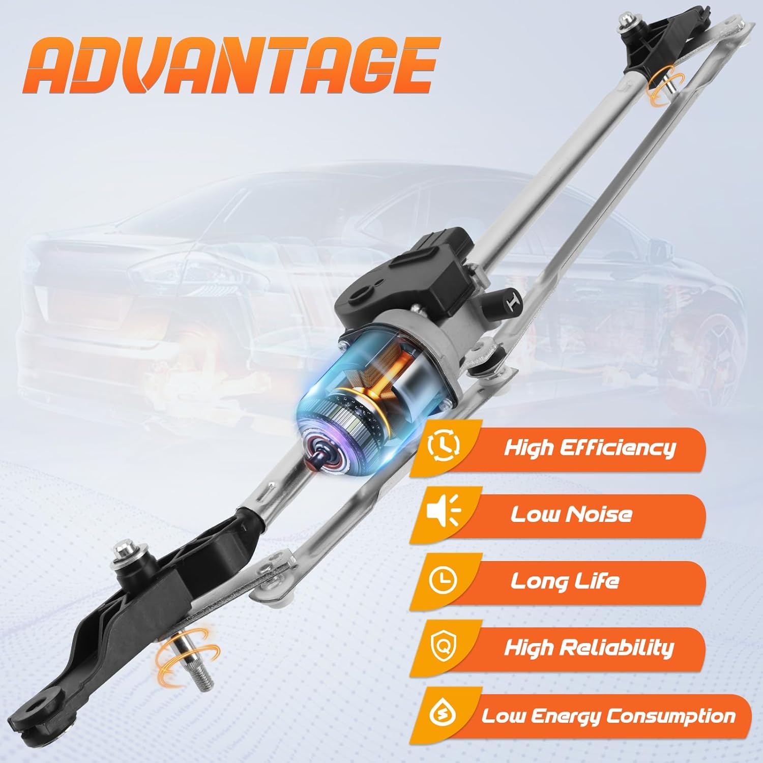 Front Windshield Wiper Motor and Linkage Assembly Compatible with Buick Chevrolet GMC Isuzu Oldsmobile Saab Models # 401076L, 15094704, 15214343, 8152143430, 15878429, 851076L