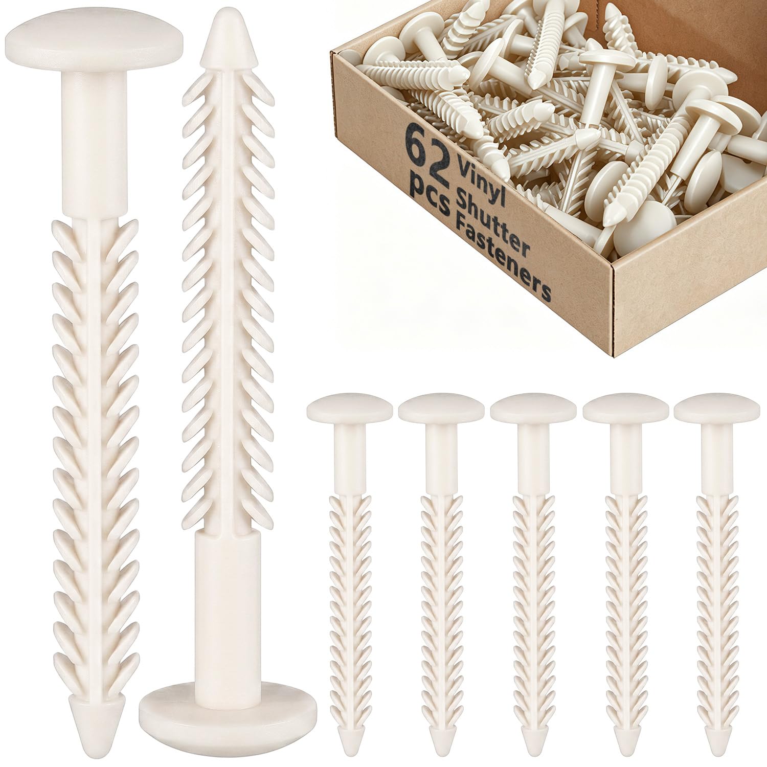 Fausses broches de montage de volet roulant en vinyle blanc ultra résistant | 62 pièces