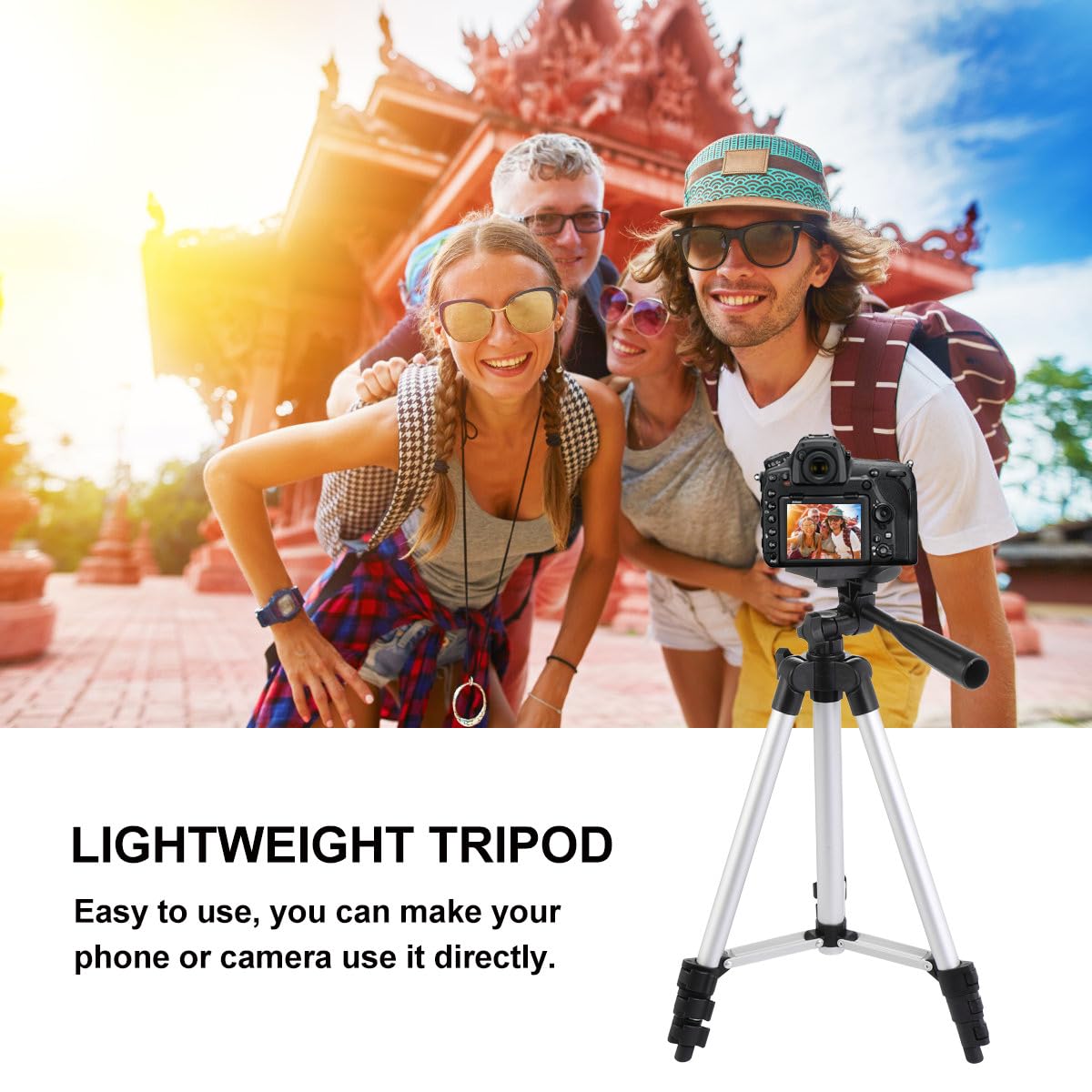 Treppiede Telescopico 110cm in Lega di Alluminio per Streaming | Pieghevole, Altezza Regolabile, Argento, per Viaggio, Adatto a Telescopio e Fotocamera