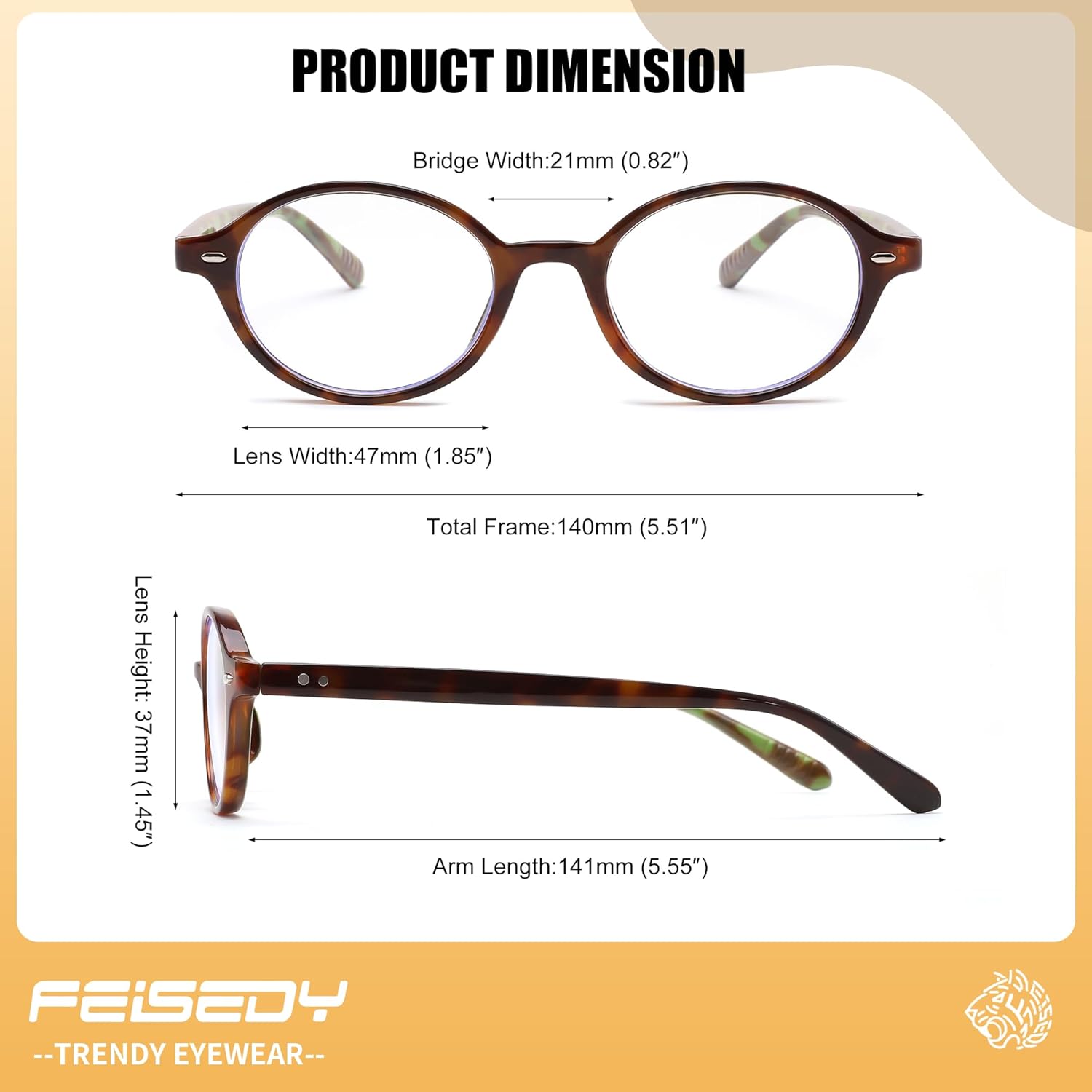 FEISEDY Vintage Oval Blue Light Glasses for Women Men Stylish Lightweight 90s Eyeglasses Fake Nerd Y2k Eyewear Frame B0242 - Image 5