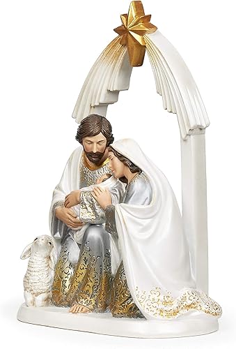 Miniatura 2 de Joseph's Studio by Roman - Figura de Santa Familia dorada y marfil, 9.75 pulgadas de alto, resina y piedra, decorativa, colección, duradera, duradera