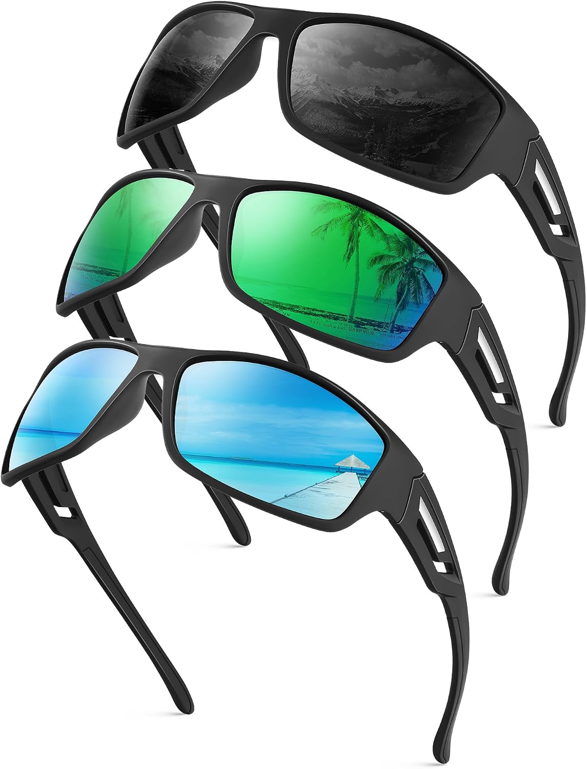 KALIYADI Sunglasses-Men Polarized Sports Sun-glasses: Mens Sun Glasses Polarized UV400 Protection Driving Running Cycling