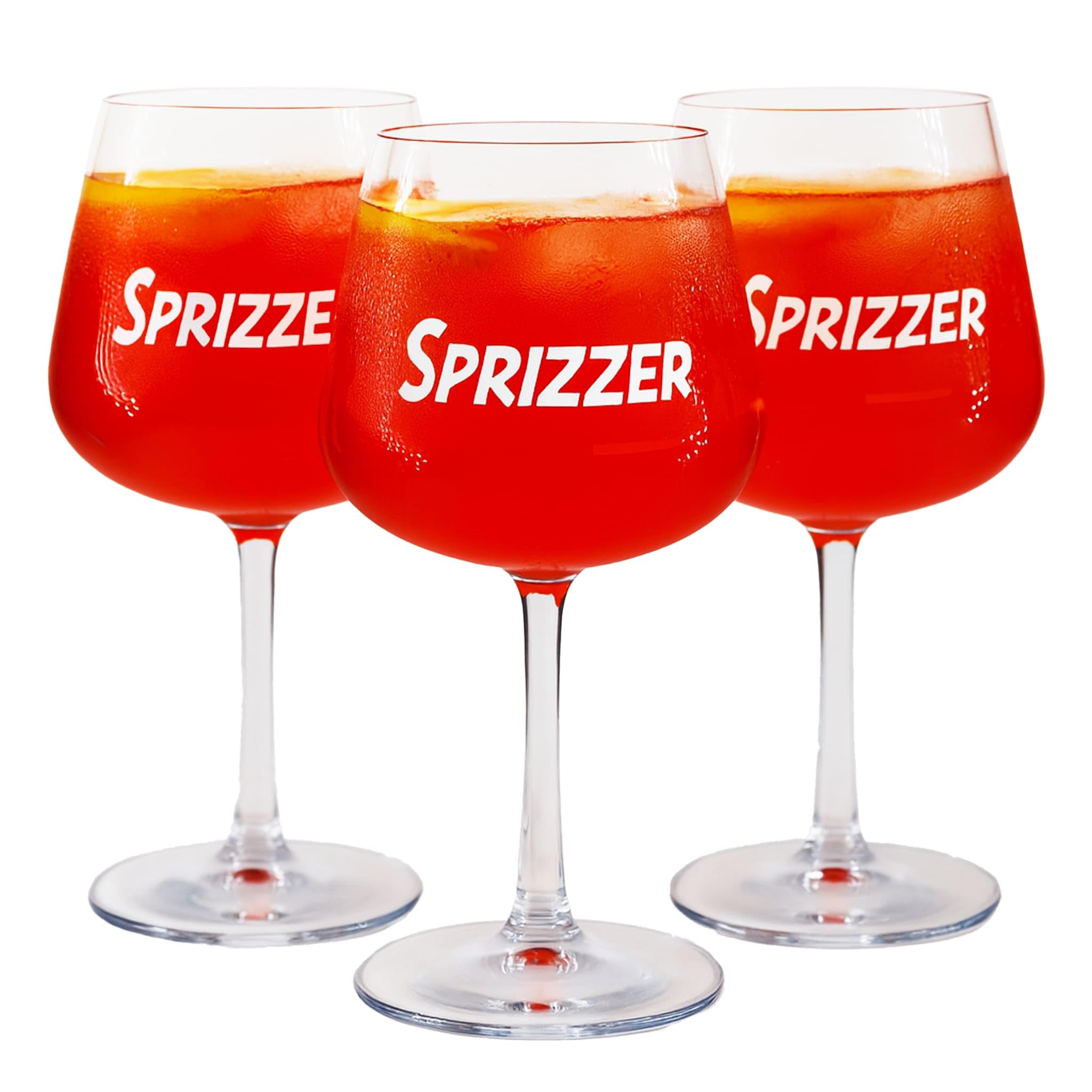 Sprizzer - Aperol Spritz Gläser, Gläser Set x12 Weinglas fur Aperol Spritz Maschine, Unzerbrechlich Mehrweg Plastikbecher, Bruchsicher und Elegant, Aus Tritan, 10x10x17 cm, Made in Italy