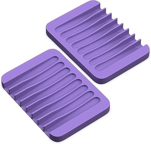 Miniatura 8 de ZAPPOWARE - Juego de 2 jaboneras de silicona con drenaje, soporte para jabón en barra (verde claro) para ducha y lavabo de baño, bandeja