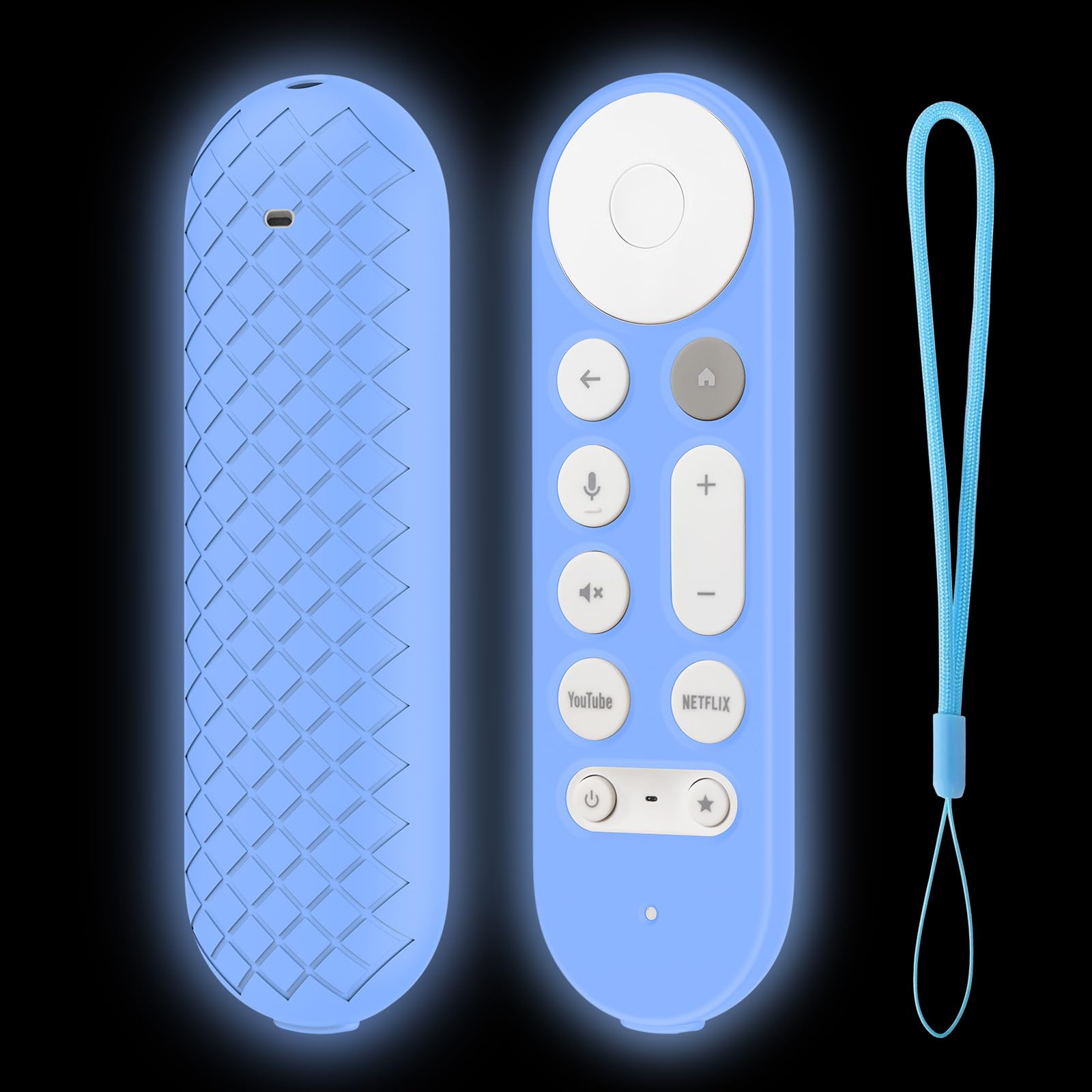 LEFXMOPHYfor Google TV Streamer Remote Case, Cover for Google TV Streamer 4K 2024 Voice Remote Control Blue Silicone Sleeve Glow in Dark