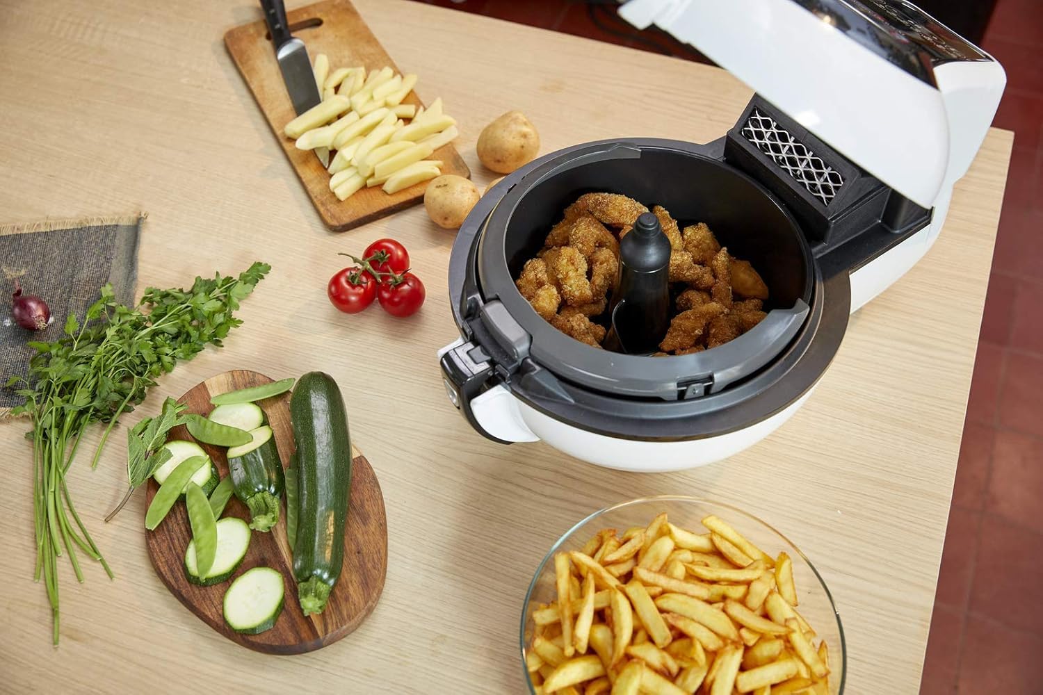 Tefal Actifry Genius Snaking FZ761015 - Freidora sin aceite, de aire 1.2 kg, con 9 programas automáticos y accesorio para snacks, panel táctil intuitivo e incluye recetario, apto lavavajillas, Negro