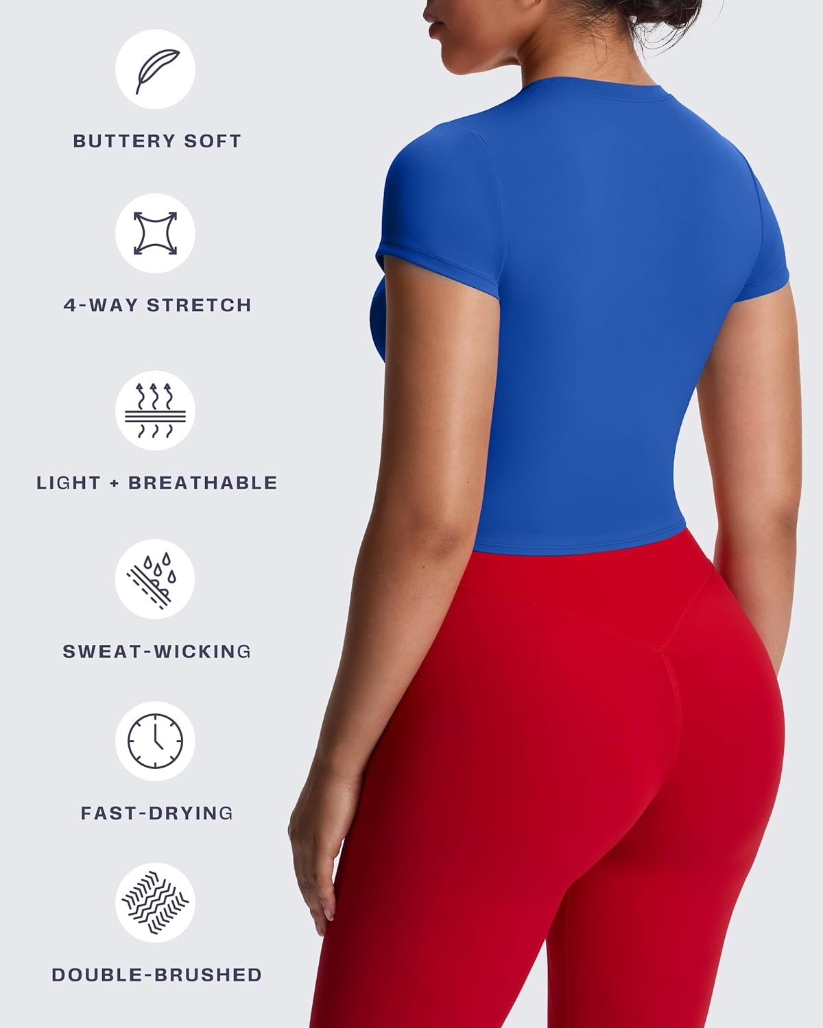 Aoxjox Women's Short Sleeve T-Shirts GEO Baby Tee Workout Gym Yoga Crop Top - Image 5