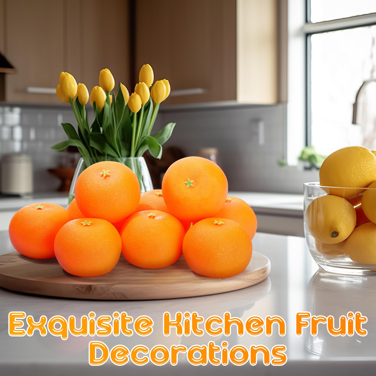 WinnerWhy Künstliche Orangen, künstliche Orangen, künstliche Früchte zur Dekoration, 7,6 cm, lebensechte Mini-Früchte für Schalen, Dekoration, Tischdekoration, Zuhause, Küche, Party-Dekoration,