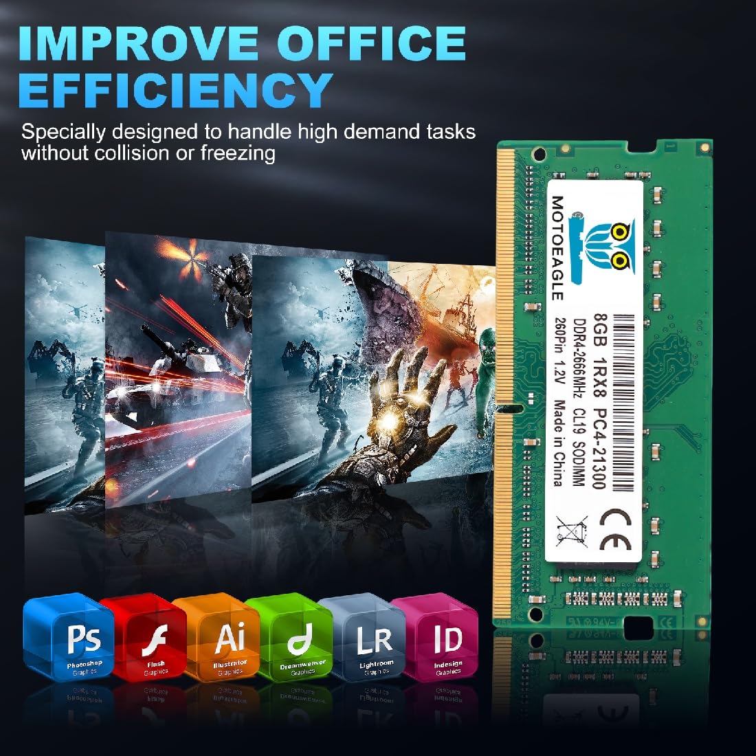 Módulo de memoria RAM para portátil SO-DIMM 16GB (2X8GB) DDR4 2666MHz PC4-21300 (PC4-2666V) 1RX8 CL19 SODIMM 1.2V 260-Pin Non-ECC SO-DIMM
