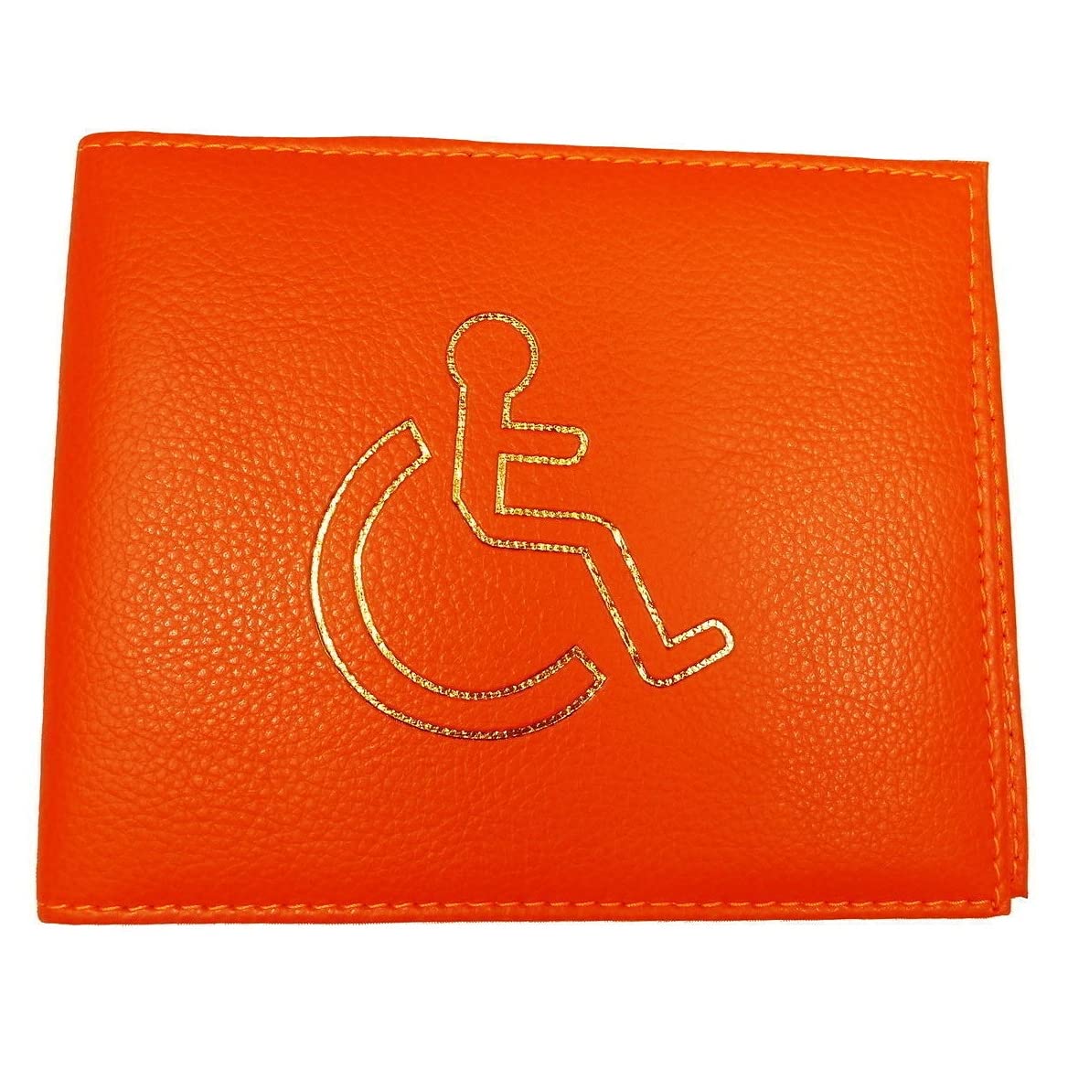 Disabled Badge Holder Cover Wallet Safe Protection Protector Disability Parking Permit Display Metal Corner PU Leather Hologram (Orange) โ image 1