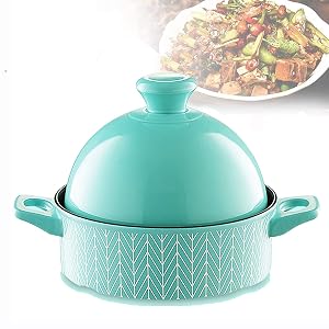 NERDOH Tajine Cooking Pot with Lid Moroccan Pot Lead Free for Cooking and Stew Casserole Slow Cooker Ceramic