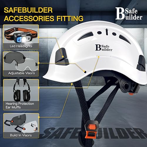 Miniatura 6 de SAFEBUILDER Casco de seguridad industrial con visera incorporada, casco duro ABS con visera ajustable, protección para la cabeza de construcción,