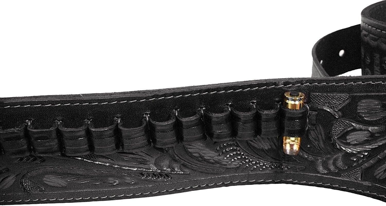 22 Western Leather Dual Gun Holster - with Belt, Ammo Holder Loops & Cross Draw Holster - Cowboy Style Double Rig Standard Barrel 4-8" - Authentic Handmade, Hand Tooled