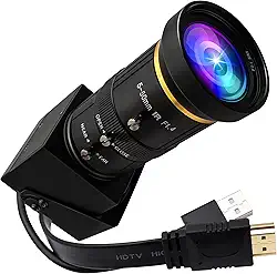 Câmera HDMI USB 4K 30fps Webcam para Transmissão ao Vivo e Monitoramento com Zoom Manual e Saída Simultânea HDMI e USB, Compatível com PC, Laptop, Android e Raspberry Pi