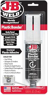 J-B Weld 50139 PlasticBonder 25ml Syringe - Black Urethane Adhesive for Plastics, Composites, Auto Body Repairs - 3770 PSI Strength