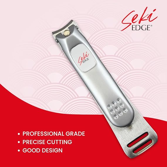 Seki Edge Fingernail Clipper & Nose Hair Scissors Set SS-106 Stainless Steel Fingernail Clipper + SS-908 Rounded Tip Nostril Scissors Precision Grooming for Hands and Face