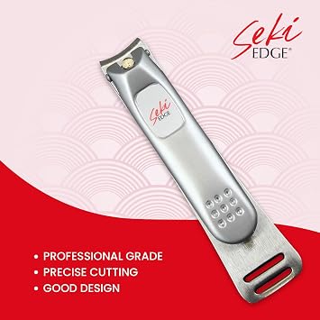 Seki Edge Fingernail Clipper & Nose Hair Scissors Set SS-106 Stainless Steel Fingernail Clipper + SS-908 Rounded Tip Nostril Scissors Precision Grooming for Hands and Face