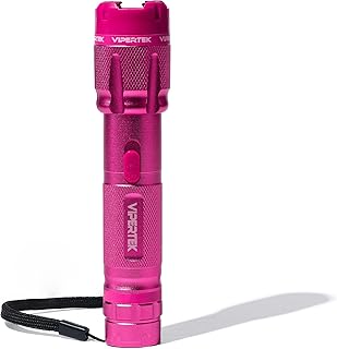 VTS-T03 Aluminum Stun Gun for Self Defense Rechargeable with LED Flashlight, Pink