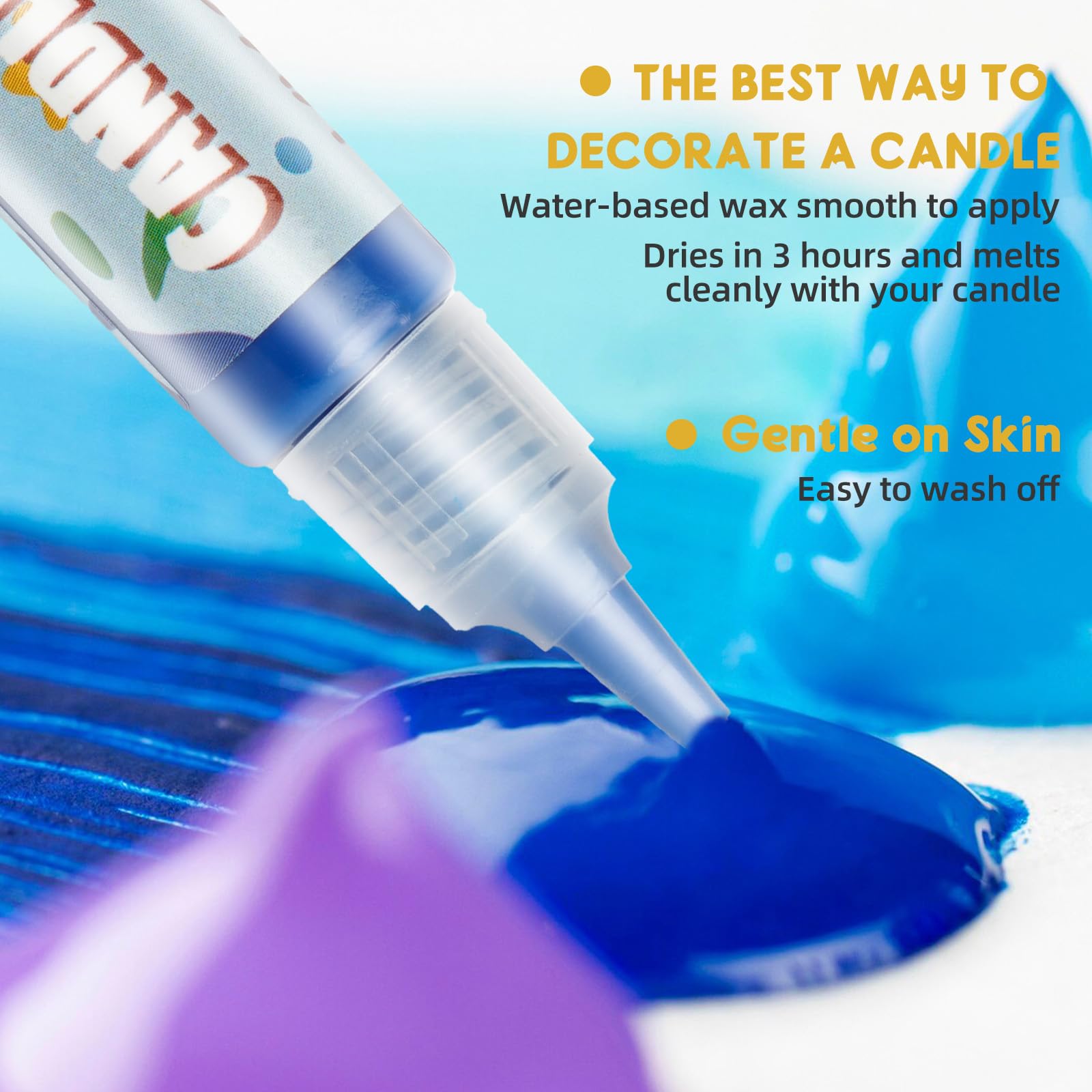 VVF Candle Paint Set, 18-Color Candle Wax Pens (3 Metallics) with Sponge & Sticker Stencils, Great for Candle Making, DIY Crafts, Holiday Gifts & Kids Painting((10ml*18)