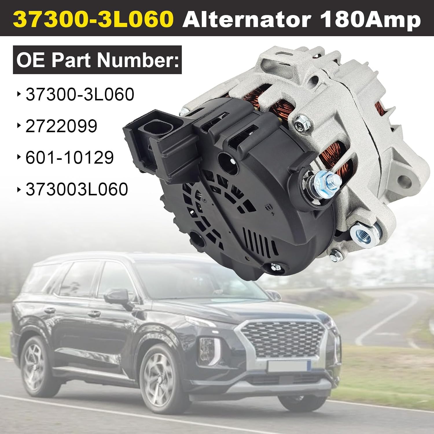 37300-3L060 Alternator (Groove Pulley S6) Fits for Hyundai Palisade 2020-2023 & Kia Telluride 2020-2022 V6 3.8L, Replaces 601-10129, 2722099