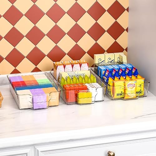 Miniatura 7 de Yieach Paquete de 6 organizadores de despensa y contenedores de almacenamiento, organizador de aperitivos de gran capacidad para estante de