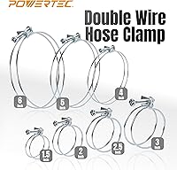Vista 8 de POWERTEC 70218-P2 Abrazadera de manguera de doble alambre de 6 pulgadas con perno, abrazaderas de manguera ajustables para manguera de recolección