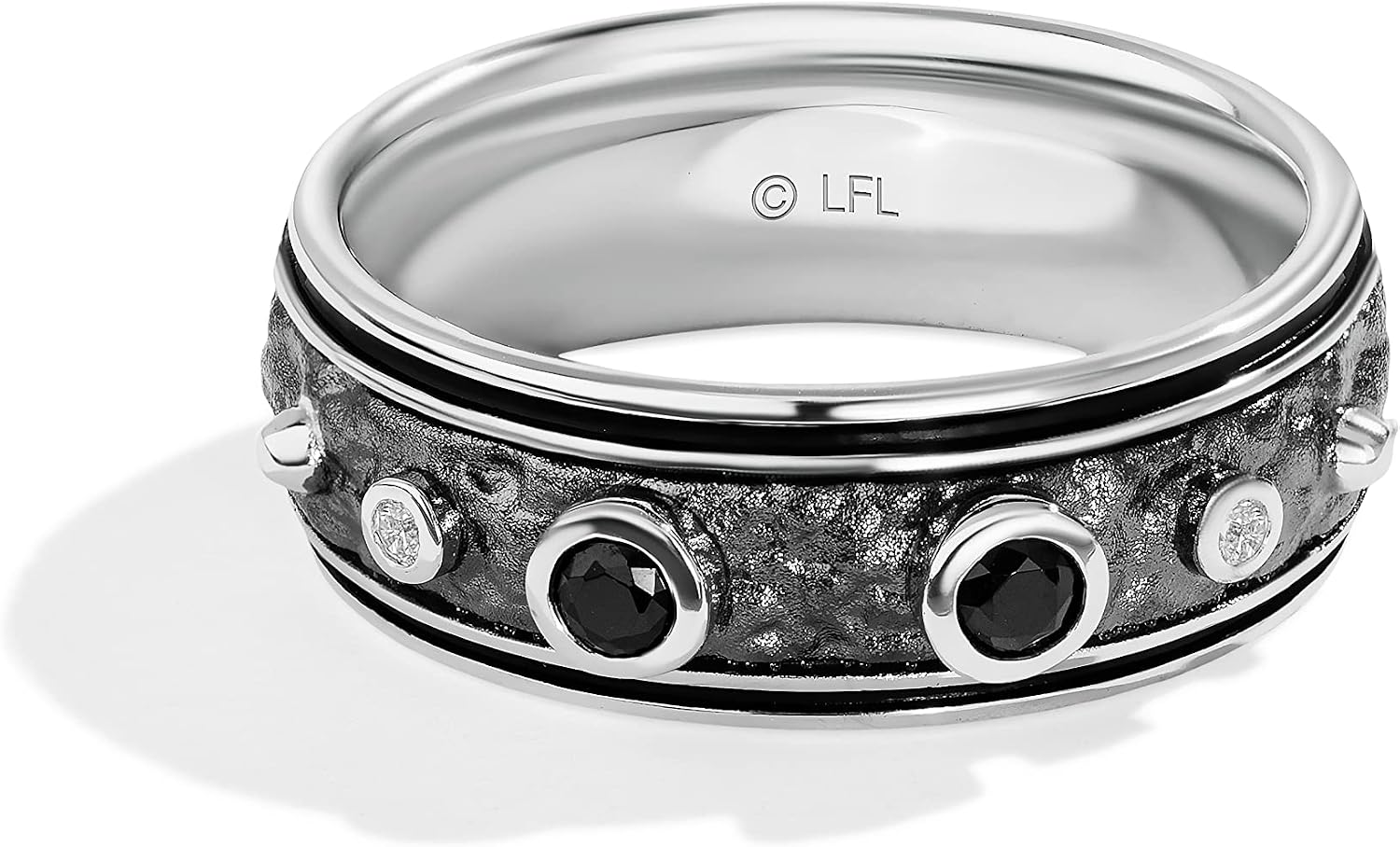 Jewelili Star Wars™ Fine Jewelry Tusken Raider™ Men's Ring Diamond Accent, Black Spinel, Sterling Silver with Black Rhodium