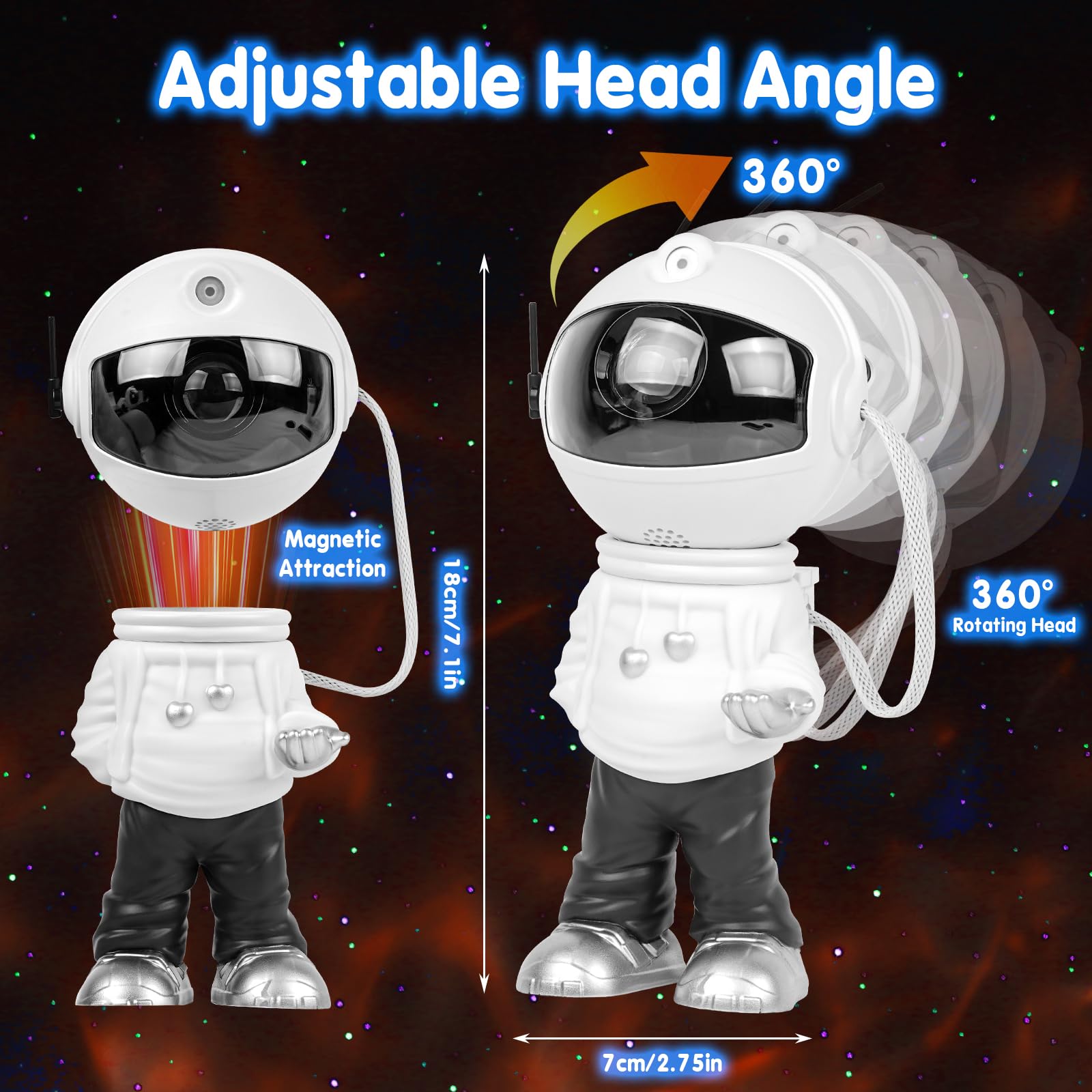 Annefly Astronaut Galaxy Projector, Star Projector Night Light, Astronaut Projector with Adjustable Nebula - Image 3