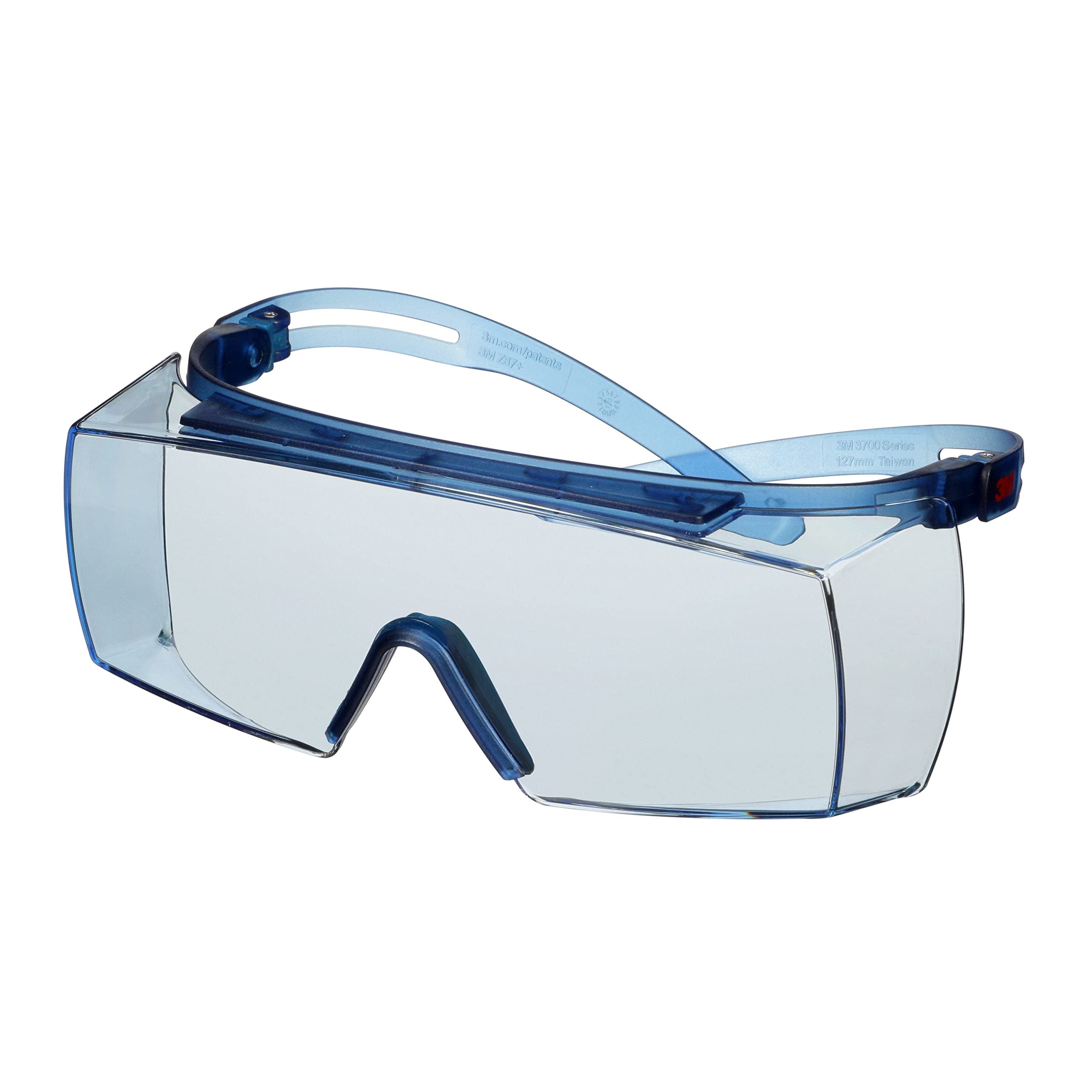 3M SecureFit 3700 Series, SF3704SGAF-BLU, Blue Temples, Scotchgard Anti-Fog Coating, Light Blue OTG AF-AS Lens