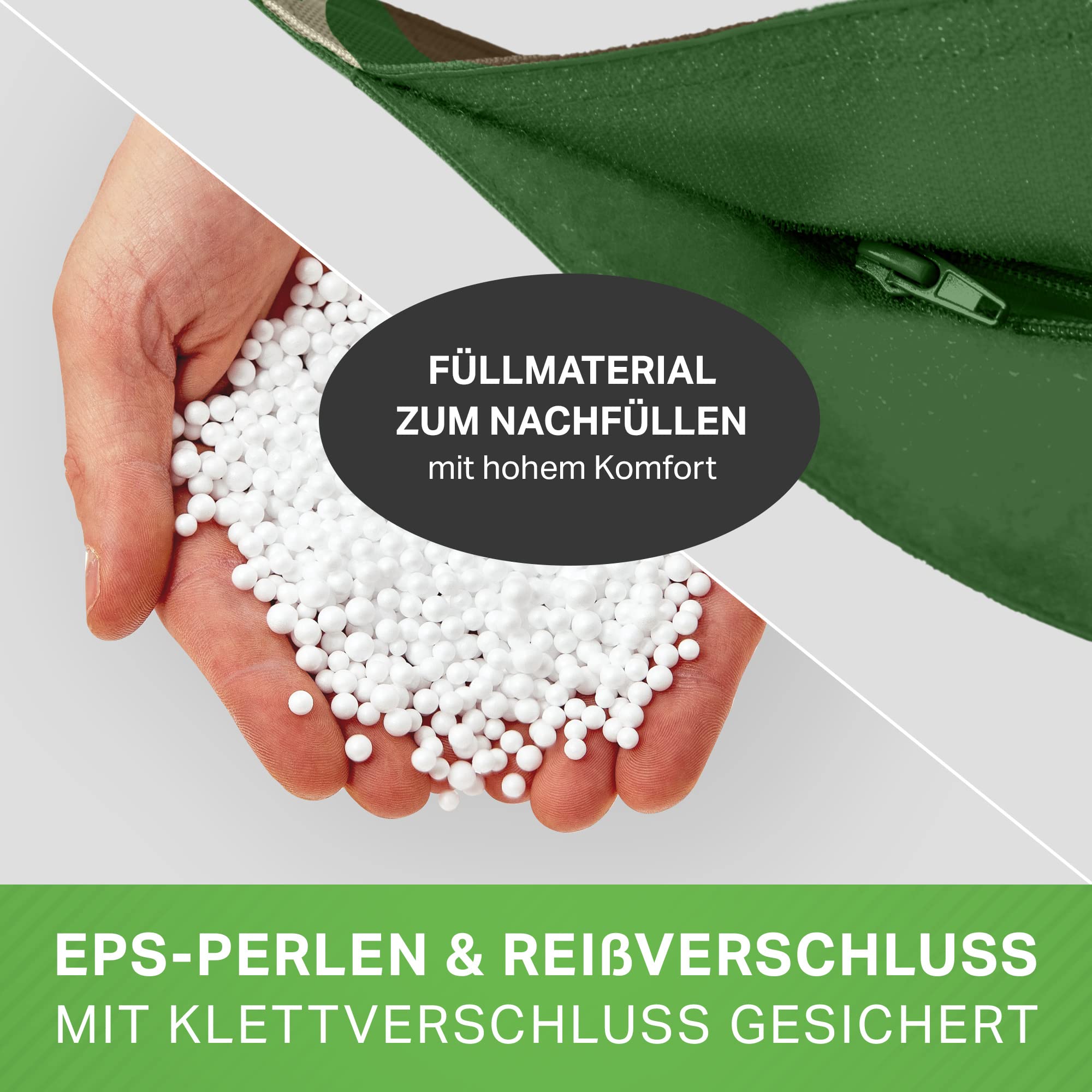 Poltrona A Sacco XXL Green Bean Con Pouf - Set 2 Pezzi Con Perline EPS 140x180cm Per Interni Ed Esterni - Foto 14