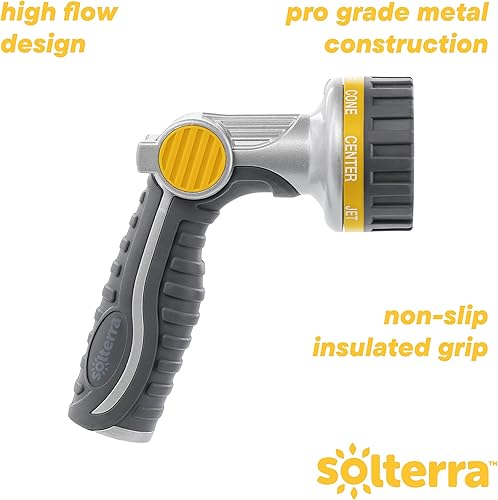 Miniatura 9 de Solterra boquilla de manguera de jardín ajustable con 8 patrones, multiestampado, Gris