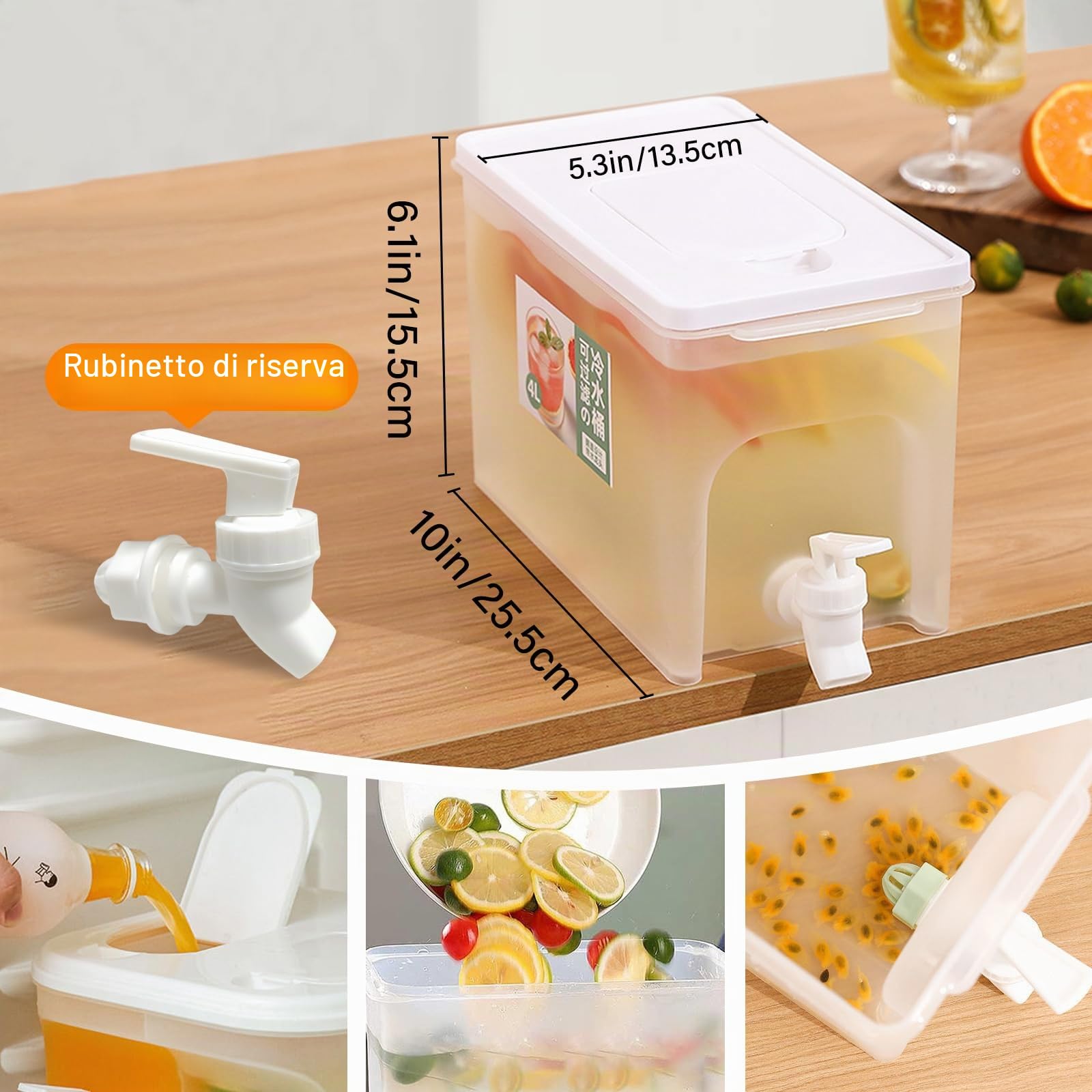 4L Dispenser per bevande con rubinetto,dispenser per bevande in plastica distributore di succhi con filtro trasparente Borraccia refrigerata di grande capacità,Distributore di bevande,cocktail