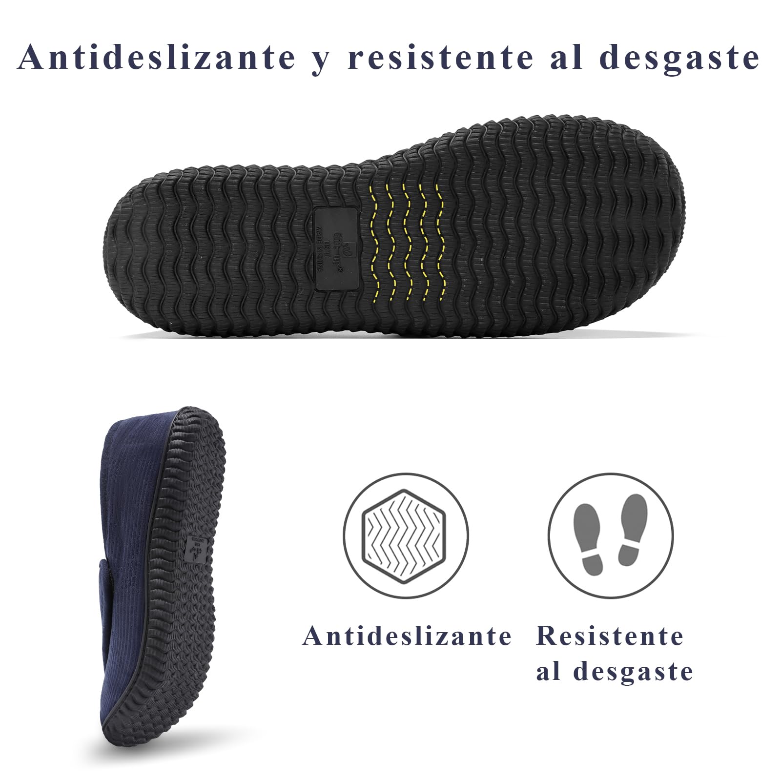 Git-up Pantuflas De Casa para Hombre Zapatillas Cálidas Cómodas Antideslizantes con Plantilla De Espuma De Memoria Zapatillas Ajustables para Diabéticos para Pies con Edema Y Artritis