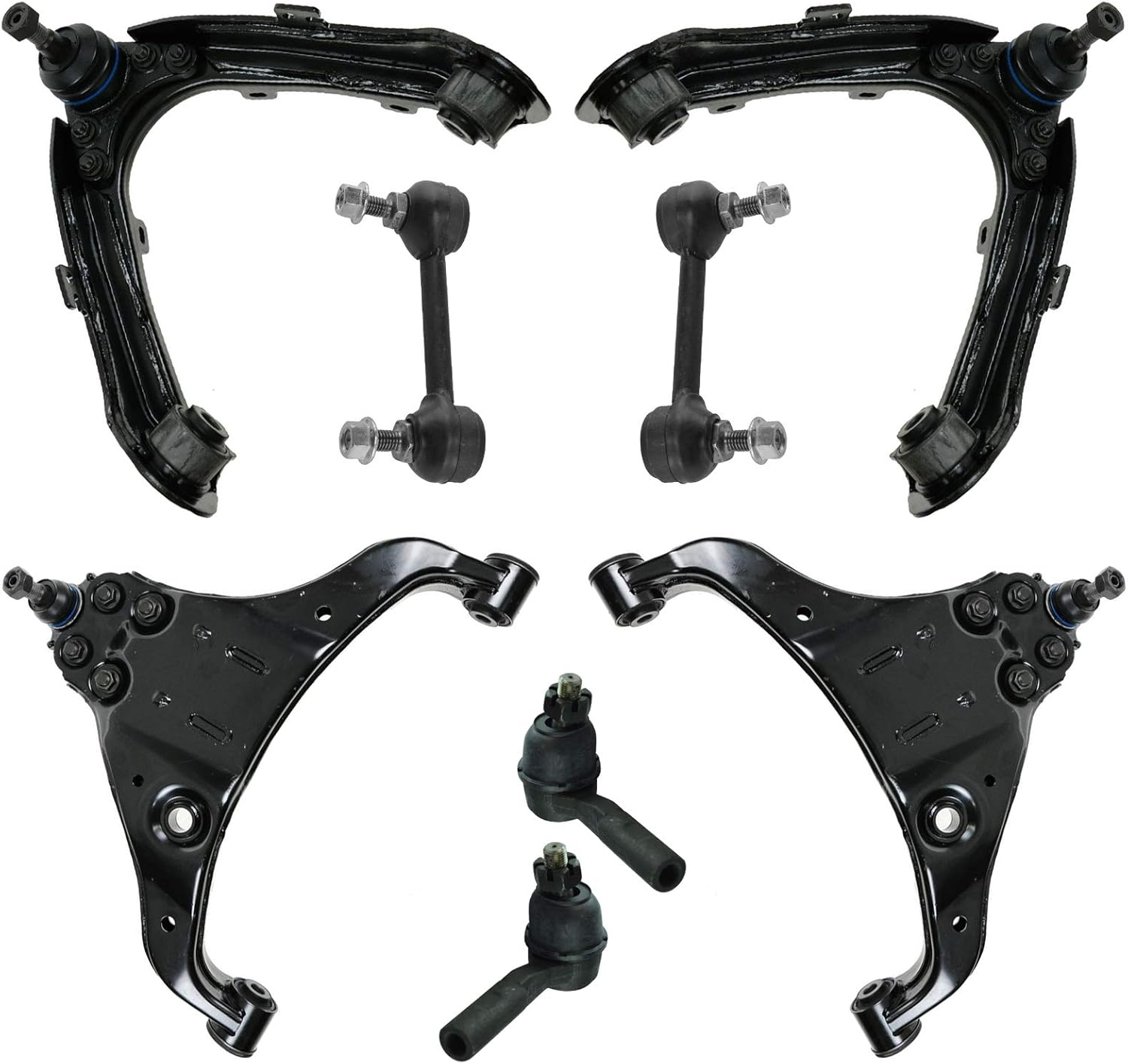 TRQ Front Steering & Suspension Kit Control Arm with Ball Joint Sway Bar Stabilizer Link Tie Rod Compatible with 2006-2007 Chevrolet Colorado GMC Canyon 2007-2008 Isuzu i-290