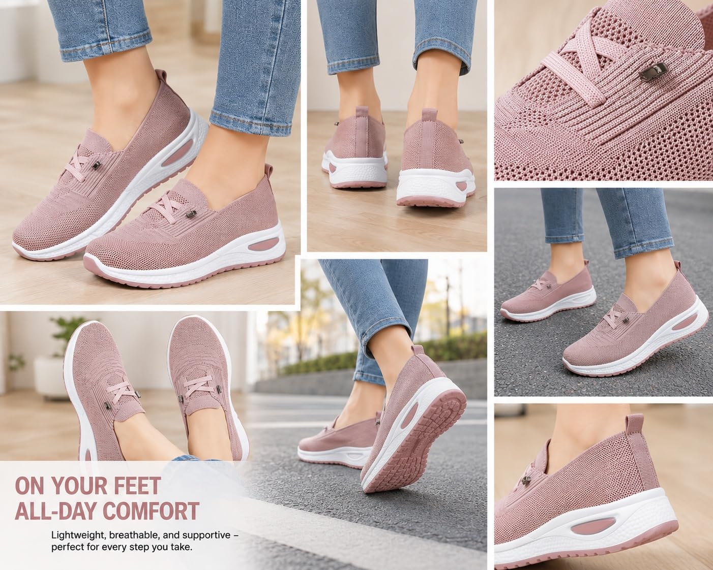 Women Trainers Without Laces - Orthopaedic Shoes Comfortable Breathable Mesh Sneakers Lightweight Casual Mesh Breathable Slip On Tennis Walking Shoes