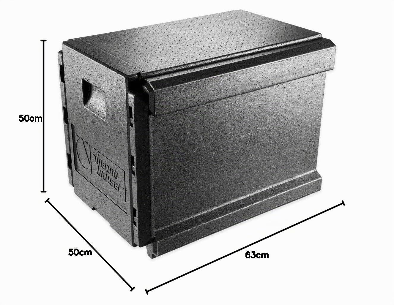 thermohauser EPP-Thermobox Combi Junior GN 1/1 für 70 Liter - 63 x 50 x 50 cm - Fronteinschub mit 10 Einschubleisten und 1 Trennsteg zum Transport von GN-Tabletts, Schwarz