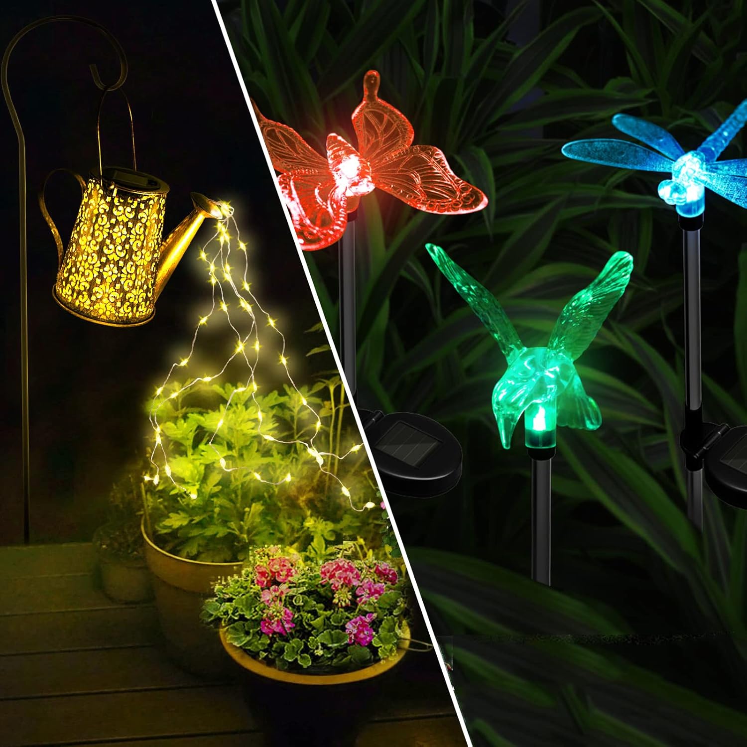 Anordsem 6PCS Solar Garden Lights & Solar Watering Can