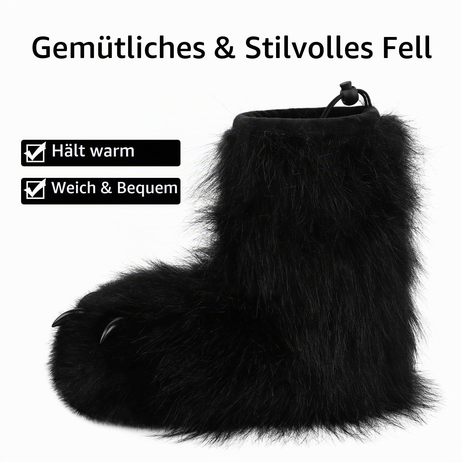 Pelzige Kunstpelz Schuhe Tier Katze Fuchs Pfote Hausschuhe Fursuit Plüsch Fuzzy Fluffy Warm Kralle Stiefel Kostüm Zubehör
