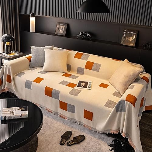 Fundas de cojín para sofá de 3 cojines, 71 pulgadas de ancho x 134 pulgadas de largo, fundas universales para sofá con patrón cuadrado, funda de