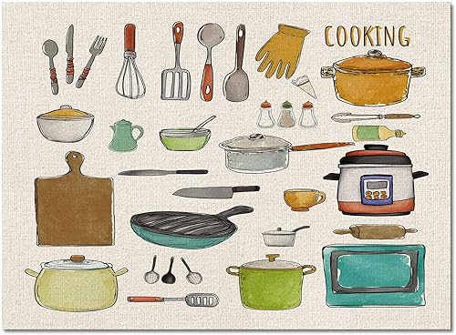 Miniatura 3 de Alfombra rectangular para cocina, cocina, utensilios de cocina de dibujos animados, alfombra lavable de 2 x 3 pies, alfombra antideslizante y