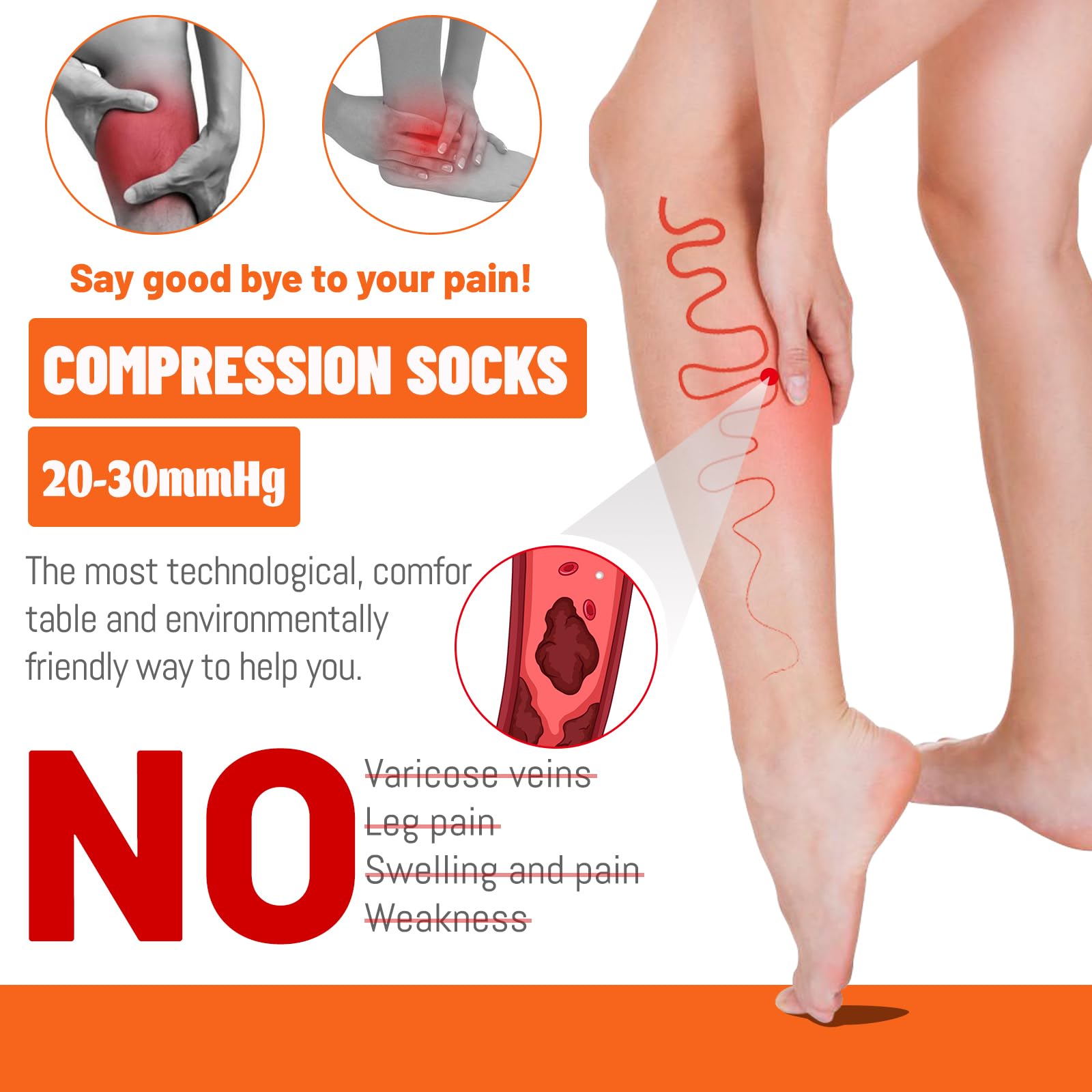 SOJOFEL Plus Size Flight Compression Socks, Wide Calf Support Socks for Women - Image 3