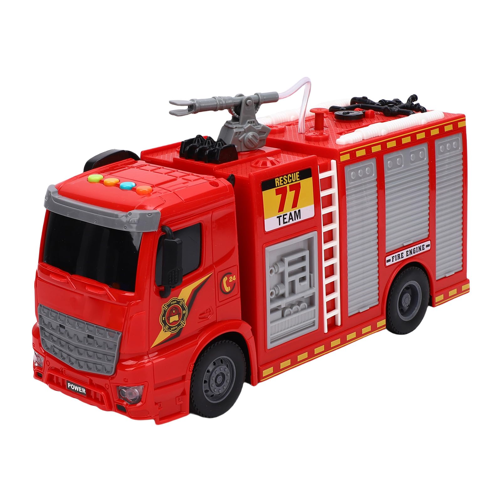 Giocattolo Illuminato del Camion dei Pompieri con Spruzzi D'acqua Interattivi Funzionalità Divertenti per Bambini Dai 3 Ai 6 Anni Plastica 27 X 9 X 15 Cm