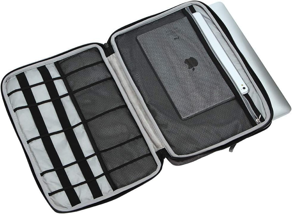 iCozzier 13-13.3 Inch Handle Laptop Briefcase Shoulder Bag Electronic Accessories Organizer Messenger Carrying Case with Shoulder&Luggage Strap - Grey - Image 3